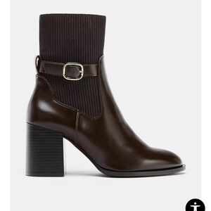 Zara Dark Brown Ankle Boots with Buckle